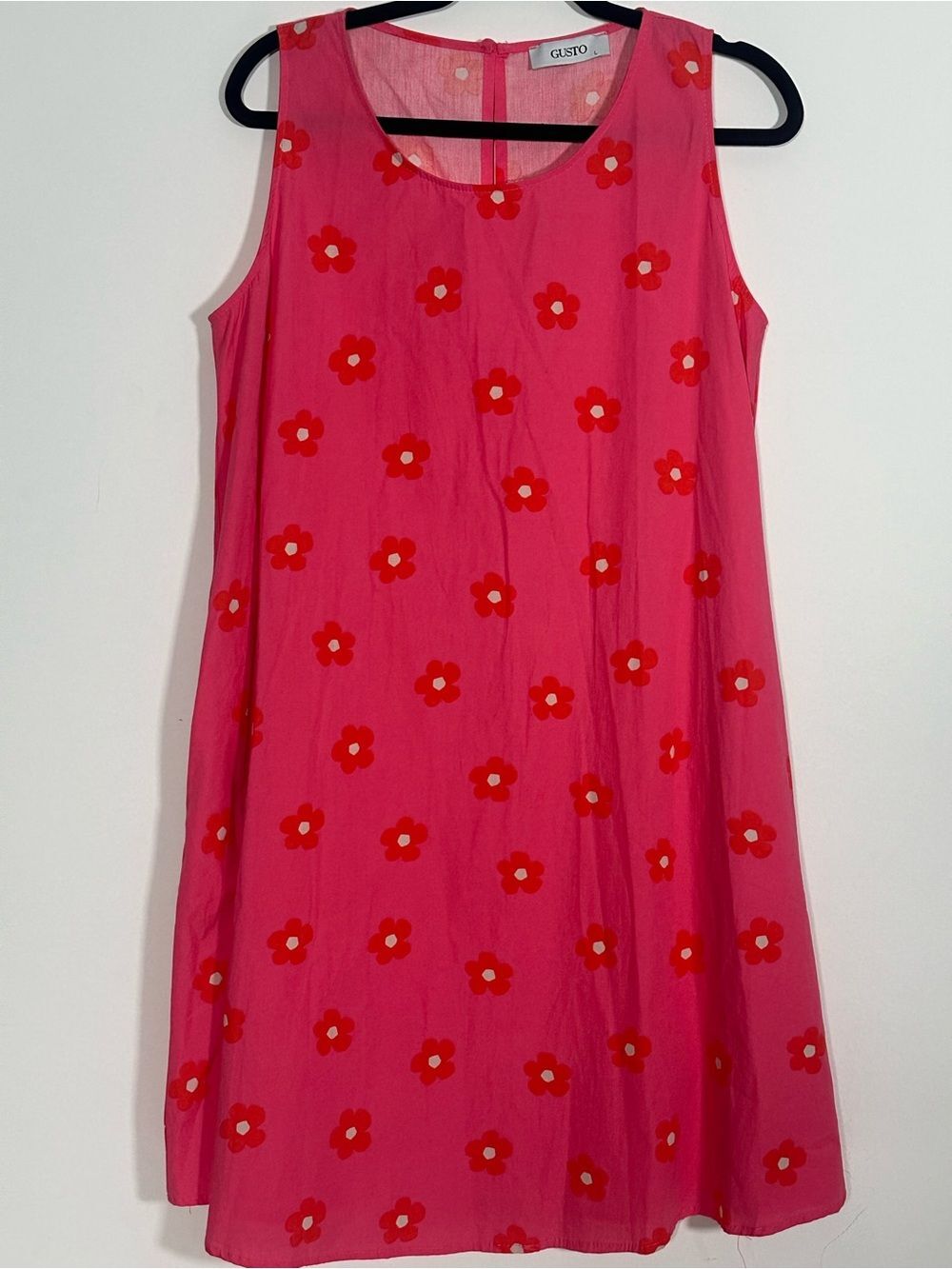 Pink Floral Sleeveless Trapeze Dress Size Large